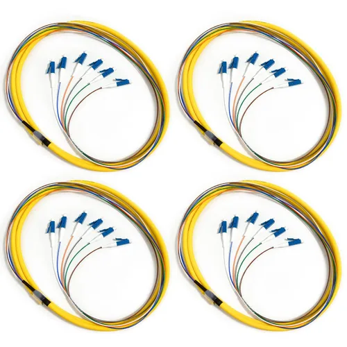 Vista 12 de 6 hilos multimodo OM1 62.5/125 ST-UPC fibra coleta, ST OM1 fibra óptica coleta, incluye 6 mangas de protección de fibra óptica de empalme de fusión