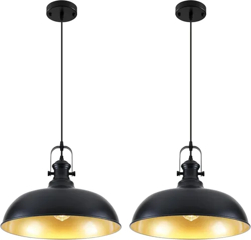 Vista 14 de Luces colgantes negras para isla de cocina, 11.41 pulgadas, lámpara colgante industrial vintage, luces de isla para cocina, comedor, dormitorio, 1