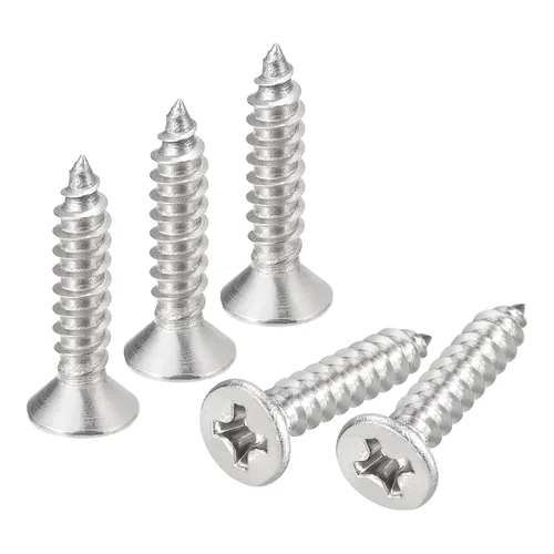Vista 6 de uxcell Tornillos de chapa metálica de cabeza plana #6x1, 50 tornillos de madera Phillips Drive Tornillos de acero inoxidable 304 Autoperforantes