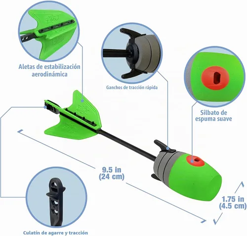 Vista 3 de Zing Zonic - Paquete de recambio de flechas silbantes, 10 flechas verdes, compatible con HyperStrike Firetek Z-Tek Z-Curve Z-Bow juguete de tiro