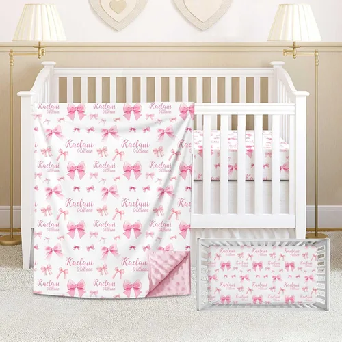 Vista 13 de Juego de cama personalizado para bebé, ropa de cama de cuna con nombre personalizado, juego de 2 piezas con edredón y sábanas bajeras Construcción