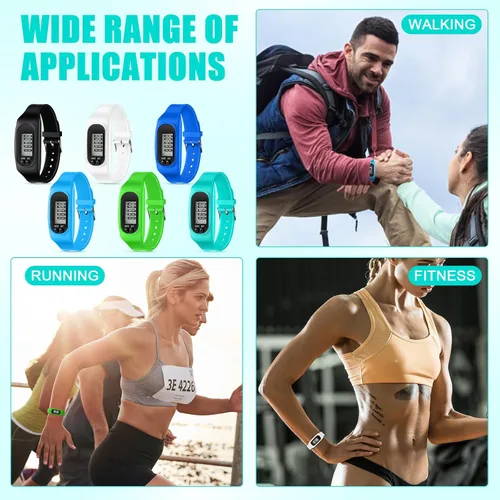 Vista 6 de Geyoga Pedometer for Walking Steps and Miles Pedometer Watch Silicone Steps Tracker Running Bracelet Ankle Step Counter for Calorie Burning and Step