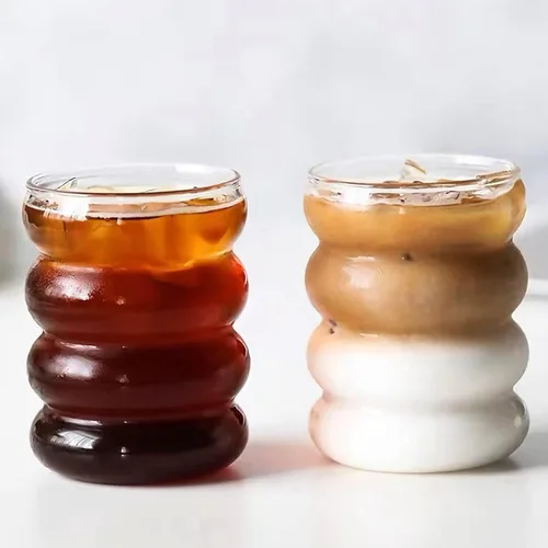 Vista 2 de Ework4U 2 Piezas Vasos para Beber con Popote de Vidrio de 14 Onzas Juego de Cristalería, Vasos de Cóctel, Vasos de Café Helado, Vasos de Cerveza