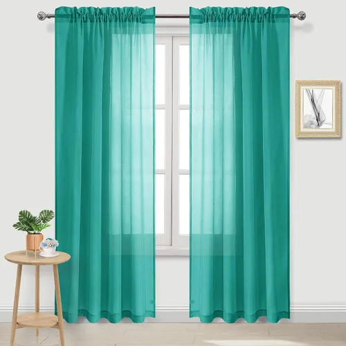 Vista 65 de DWCN Cortinas Transparentes Aqua de Voile Semitransparente con Bolsillo para Barra para Dormitorio y Sala de Estar, 36 x 36 pulgadas de Largo, Juego
