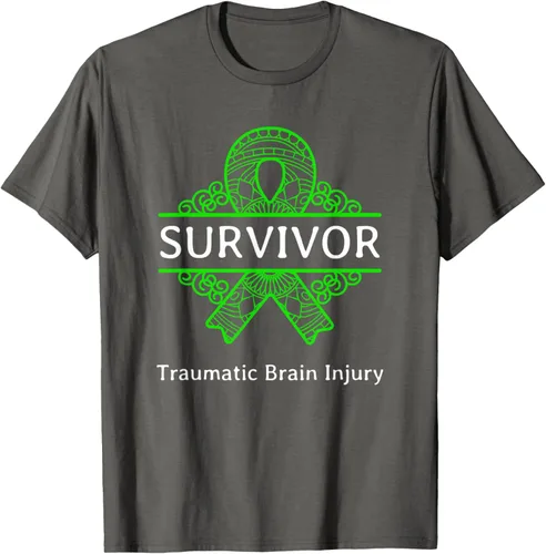 Vista 47 de Camiseta de concientización traumática con cinta verde para supervivientes de lesiones cerebrales, Negro, S