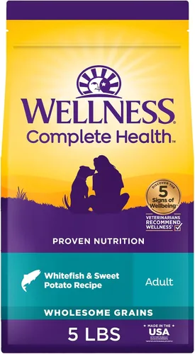 Vista 29 de Wellness Complete Health - Alimento seco natural para perros, pescado blanco y batata, bolsa de 6.8 kg.