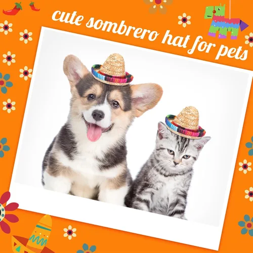 Vista 6 de Pasimy Juego de 12 sombreros de fiesta de mini sombrero, bigotes falsos, 6 diademas mexicanas con 6 bigotes para disfraz de Halloween