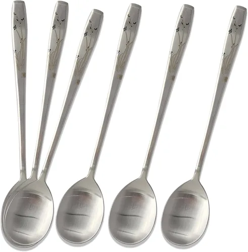 Vista 9 de [6 P] [Hecho en Corea] Cuchara de sopa estilo coreano de 8.5 pulgadas Premium 304 (18/10) Cucharas de postre de acero inoxidable Cuchara de cena