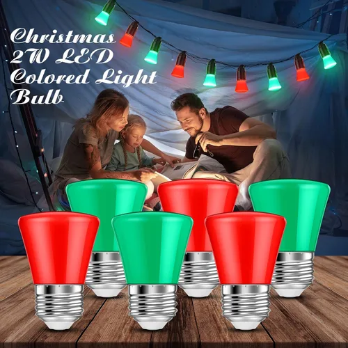 Vista 5 de 25 bombillas LED de Navidad de 2 W de repuesto para tira de luces al aire libre, base E26, plástico impermeable, S14, bombilla LED S14 para boda