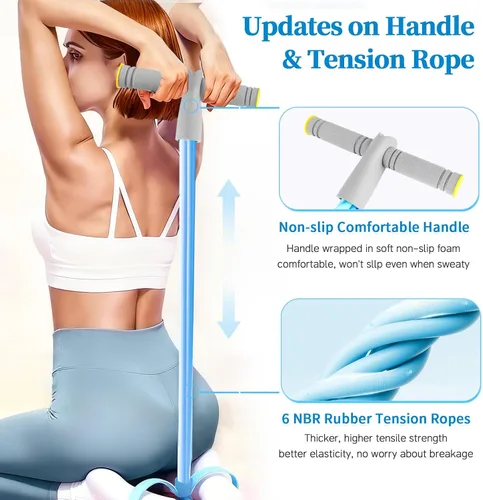 Vista 3 de Pedal Resistance Bands with Handles, Durable 6-Tubes Multifunction Pedal Resistance Band, Natural Rubber Foot Pedal Resistance Bands, Fitness