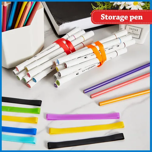 Vista 4 de Fabbay 36 bandas elásticas de silicona de 5.5 pulgadas para cuadernos, arte, trampas para cangrejos, ejercicio, cocina (color arcoíris)