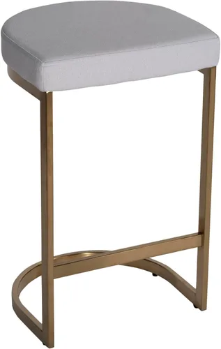 Vista 4 de Cortesi Home Elon Halfmoon - Taburete de mostrador en acero inoxidable dorado cepillado, tela suave marfil