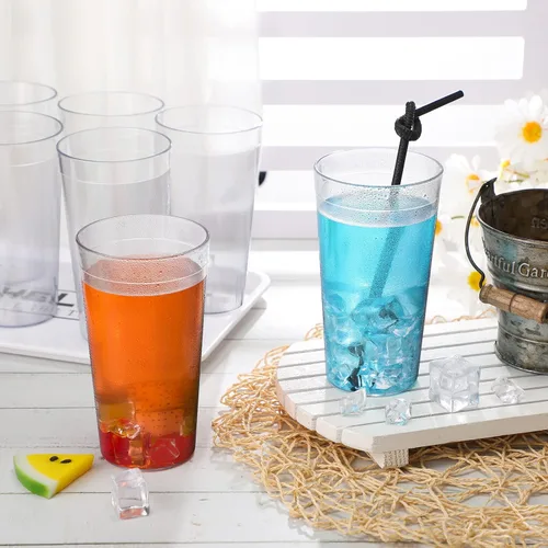 Vista 6 de Sieral Paquete de 36 vasos de plástico reutilizables de 20 onzas, vasos transparentes reutilizables para bebidas, vasos apilables para restaurante