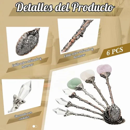 Vista 3 de 6 cucharas de té vintage, cucharas de aleación de cristal para té caliente, café, helado y más