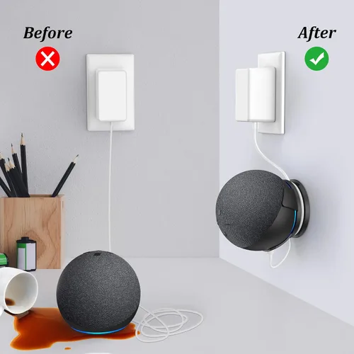 Vista 3 de PlusAcc Soporte de pared para Echo Dot 5ª generación, soporte de pared para Echo Dot 5ª generación, accesorios Alexa Dot 5 que ahorran espacio