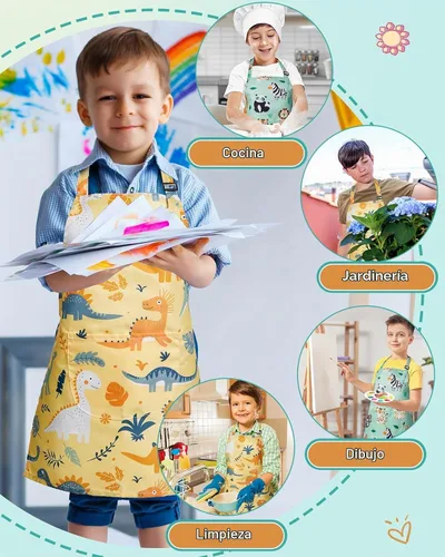 Vista 8 de Lictin 2 Pack Kids Apron Girls Boys for Cooking