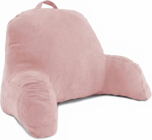 Vista 10 de Almohada con respaldo de microsuede para cama, color negro. La mejor almohada con respaldo para cama con apoya brazos para leer en la cama Morado