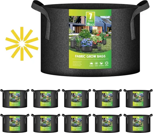 Vista 16 de iPower Paquete de 10 bolsas de 3 galones para plantas de tela no tejida gruesa resistente para cultivo de papas, contenedor duradero con aireación