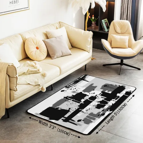 Vista 3 de Feelyou Tapete de interior de arte abstracto para niños y niñas, alfombra geométrica de 3 x 5 pulgadas, ultra suave, retro, circular, geométrica