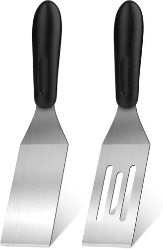 Vista 8 de Espátula pequeña, espátula de acero inoxidable, espátula de metal para cocinar con mango resistente al calor, espátulas de metal para uso