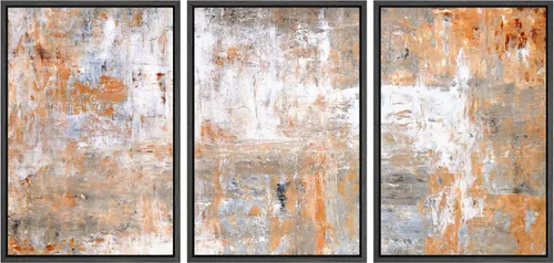 Vista 91 de wall26 Lienzo enmarcado para pared, juego de arte con trazos de pintura roja y naranja vibrante, paisaje, formas abstractas, ilustraciones, arte