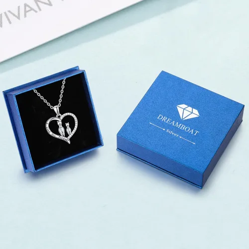 Vista 7 de Dreamboat Alpaca Pendant Necklace Llama Necklaces Sterling Silver Crystal Heart Necklaces for Women Mama Necklace Animal Necklace Mother Daughter