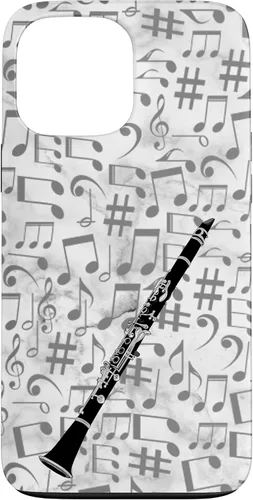 Vista 24 de Clarinet Phone Case - Music Notes - White Background Case for iPhone 17