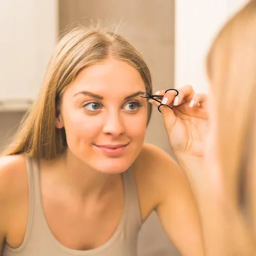 Vista 6 de WLLHYF 2 piezas de tijeras para cejas, pinzas con mango de punta recta, removedor de tijeras para cejas, cabello facial, cuidado de las cejas