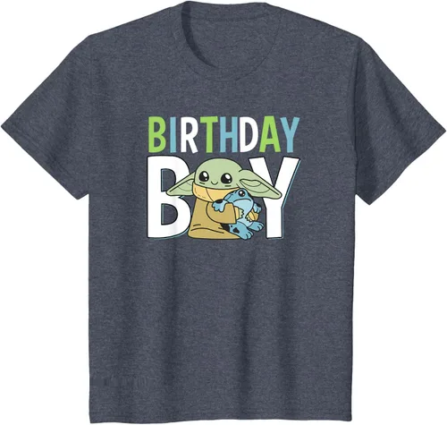 Vista 15 de Star Wars: The Mandalorian Grogu Birthday Boy Hug Blue Green T-Shirt Negro
