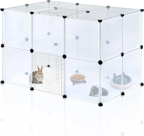 Vista 12 de BRIAN & DANY Dog Playpen Portable for Small Animals, Dog Play Pen Indoor, Transparent Pet Playpen for Puppies, Cats, 40" L x 40" W x 28" H Dog
