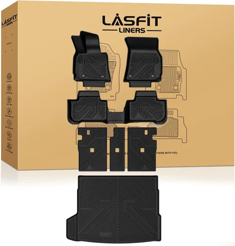 Vista 16 de LASFIT - Tapetes de suelo y maletero de auto, ajuste personalizado, de TPE, para todo tipo de clima, impermeable, juego completo, negros