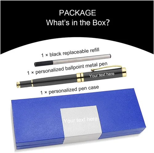 Vista 4 de Bolígrafos personalizados, el mejor juego de regalo de bolígrafo para hombres y mujeres, profesional, oficina ejecutiva, bonitos, bolígrafo negro