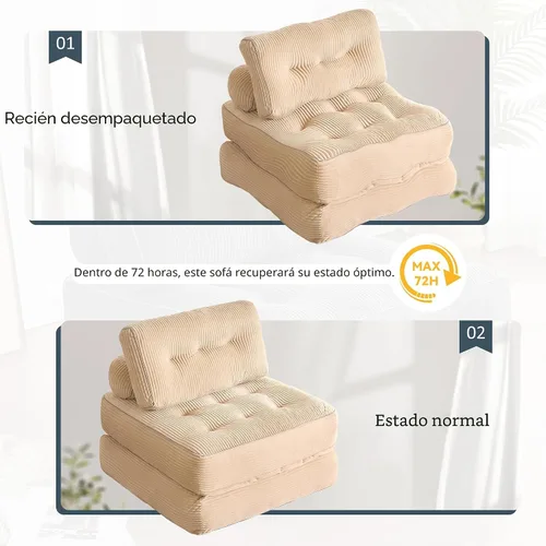 Vista 7 de Afuson Silla Cama Plegable, Sofá Cama Futón, Sofá de Piso para Adultos, Silla Cama para Sala de Estar, Sofá de Descanso, Sofá Cama Convertible