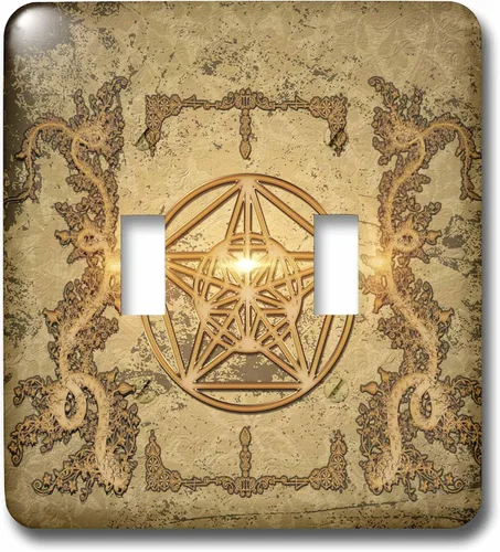 Vista 4 de 3dRose The pentagram with floral elements 2 plug outlet cover