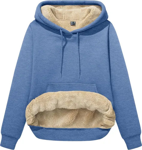 Vista 67 de MAGCOMSEN Sudaderas con capucha para mujer, con forro de sherpa, de vellón, para invierno, cálido, pesado, de algodón, con bolsillo