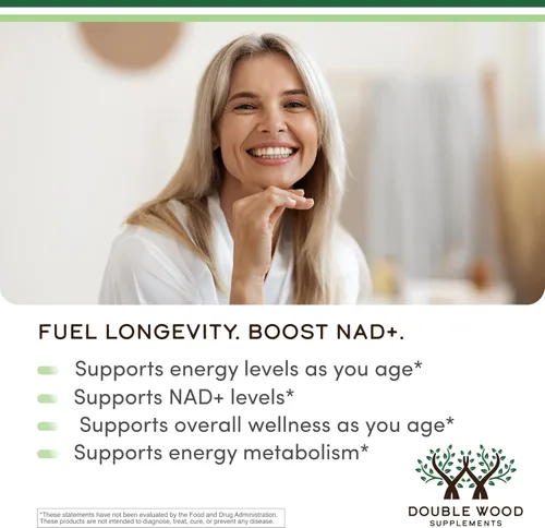 Vista 3 de Suplemento NMN - 99% de pureza probada - 125 mg por cápsula de mononucleótido de nicotinamida, 60 cápsulas, por Double Wood Supplements