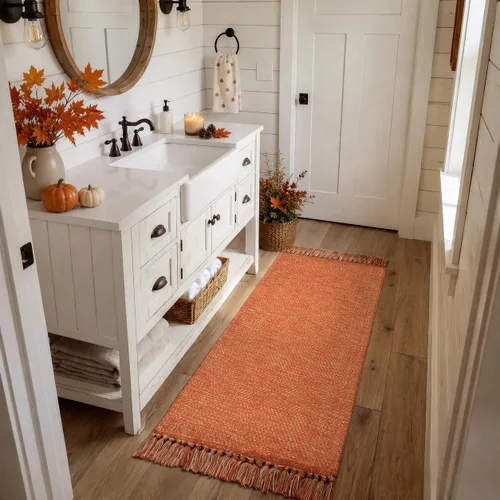 Vista 76 de Collive Alfombra de Baño Negra, 2' x 3' Tejida a Mano Lavable Alfombras Pequeñas de Cocina, Alfombra de Entrada Reversible de Algodón Alfombra