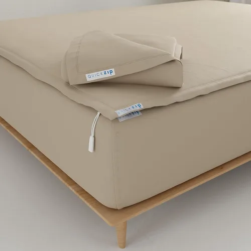 Vista 15 de QuickZip Paquete de Repuesto Fitted Plus: 1 Sábana Bajera (Base + Sábana con Cremallera) y 1 Sábana con Cremallera - Fácil de Cambiar, No se Sale