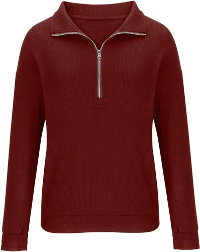 Vista 4 de SHENGXINY Womens V Neck 12 Zipper Sweatshirts Loose Long Sleeve Fall Pullover Tops 2023 Basic Plain Shirts Fashion Blouse