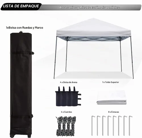 Vista 5 de ABCCANOPY - Toldo autodesplegable y estable para exteriores, base de 10 x 10 pies, parte superior de 8 x 8 pies, color blanco