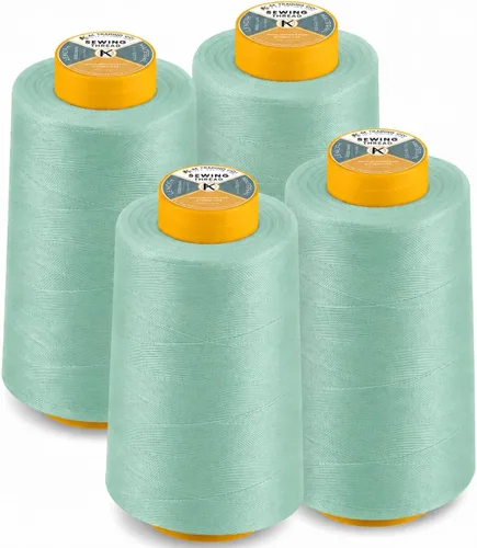 Vista 43 de AK Trading Paquete de 4 Conos de Hilo de Coser Multiusos Aqua (6000 Yardas Cada Uno) de Carretes de Hilo de Poliéster de Alta Resistencia a la Agua