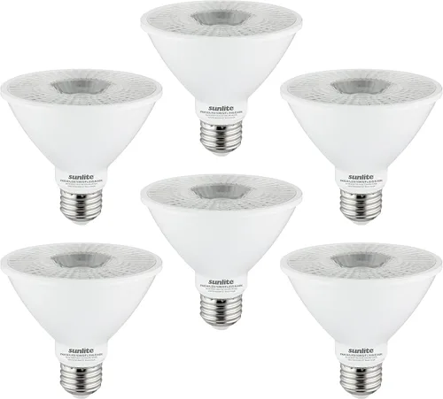 Vista 9 de Sunlite 40982-SU - Bombilla LED PAR30 de cuello corto, 9 vatios, (equivalente a 75 W), 850 lúmenes, base de tornillo medio (E26), regulable, 5000K
