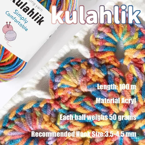 Vista 3 de 50g (1x50g) Hilo Acrílico para Crochet y Tejido, Hilo Degradado Colorido, 1 Rollo de Madejas, Hilo Acrílico Multicolor, Perfecto para Proyectos