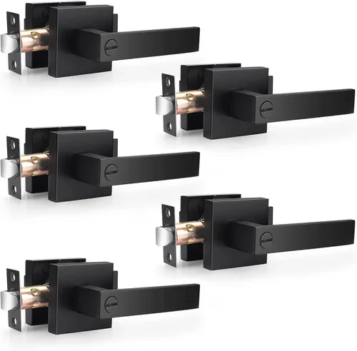 Vista 16 de Probrico Palanca de Puerta de Cama y Baño Negro Mate Servicio Pesado Manija de Puerta de Privacidad, Cerradura de Puerta Sin Llave Interior Baño