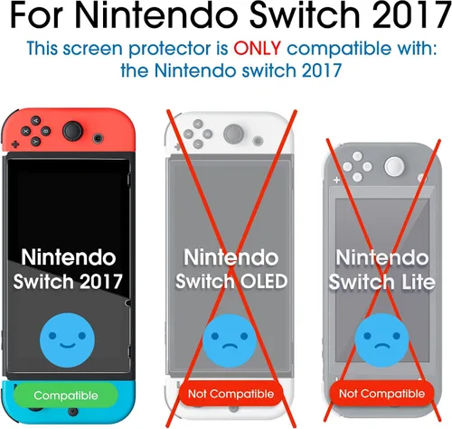 Vista 5 de amFilm OneTouch - Protector de pantalla de cristal diseñado para Nintendo Switch modelo 2017, con kit de alineación automática, sin burbujas paquete