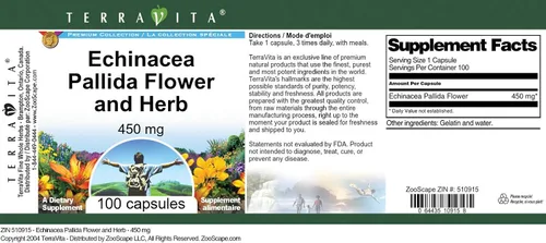 Vista 4 de Terravita Echinacea Pallida Flor y Hierba - 450 mg (100 Cápsulas, ZIN: 510915)