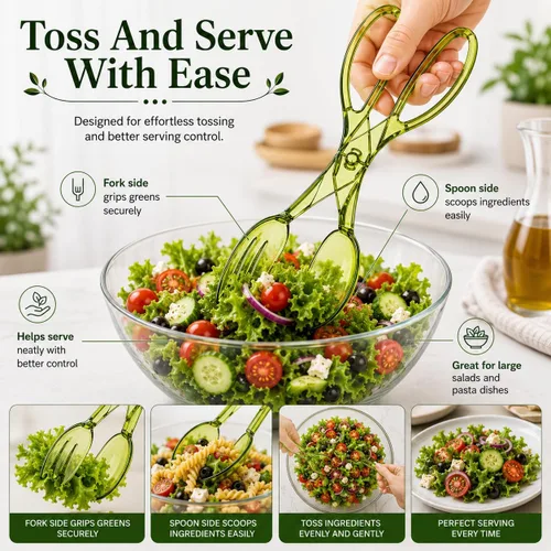 Vista 4 de HIC Harold Import Co HIC Harold Import Co. Pinza para ensalada, con bisagras, 11.5 pulgadas, verde