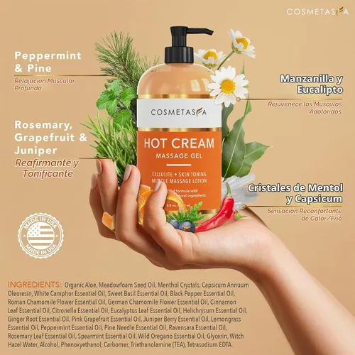 Vista 2 de Aceite de masaje para celulitis y crema caliente, aceite y gel para celulitis 100% natural, altamente absorbente, reafirma, tonifica, tensa e