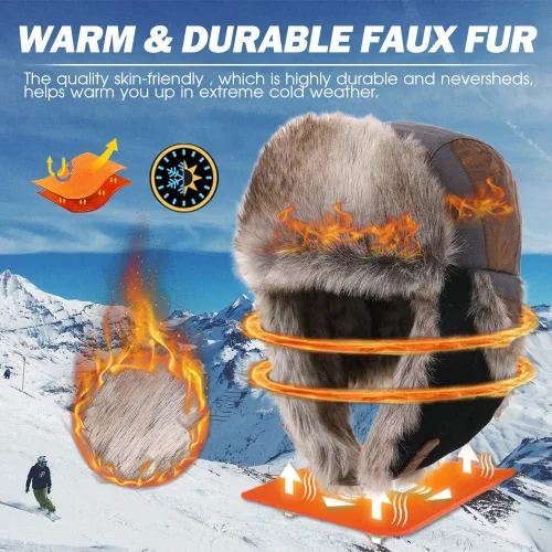 Vista 3 de Comhats Sombrero de trampero de caza de invierno para hombre Ushanka