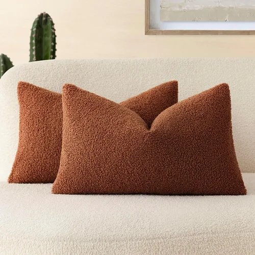 Vista 37 de Foindtower Paquete de 2 fundas de cojín decorativas de pelo sintético rizado, suave y mullida, con cremallera, acogedora funda de almohada